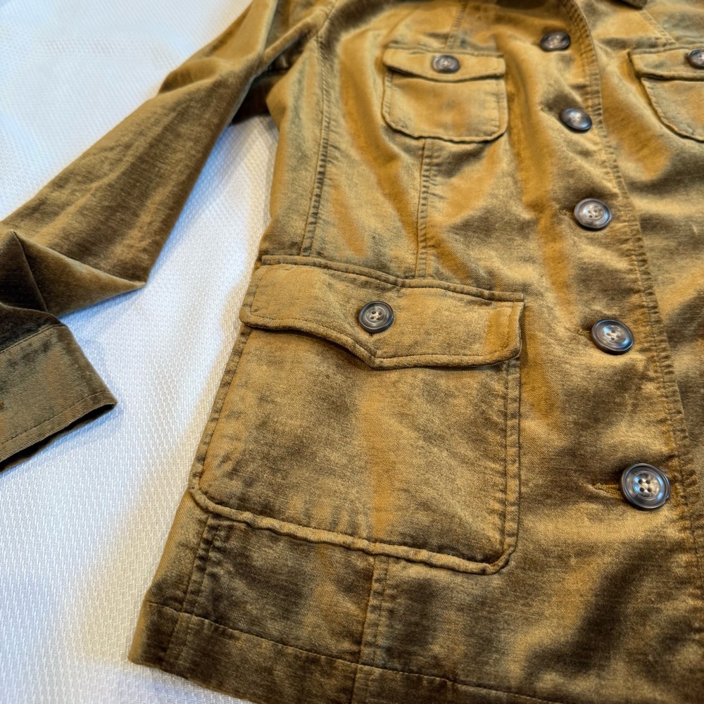 CAbi Olive Velvet Utility Jacket/blazer olive green/gold size small - Picture 7 of 16
